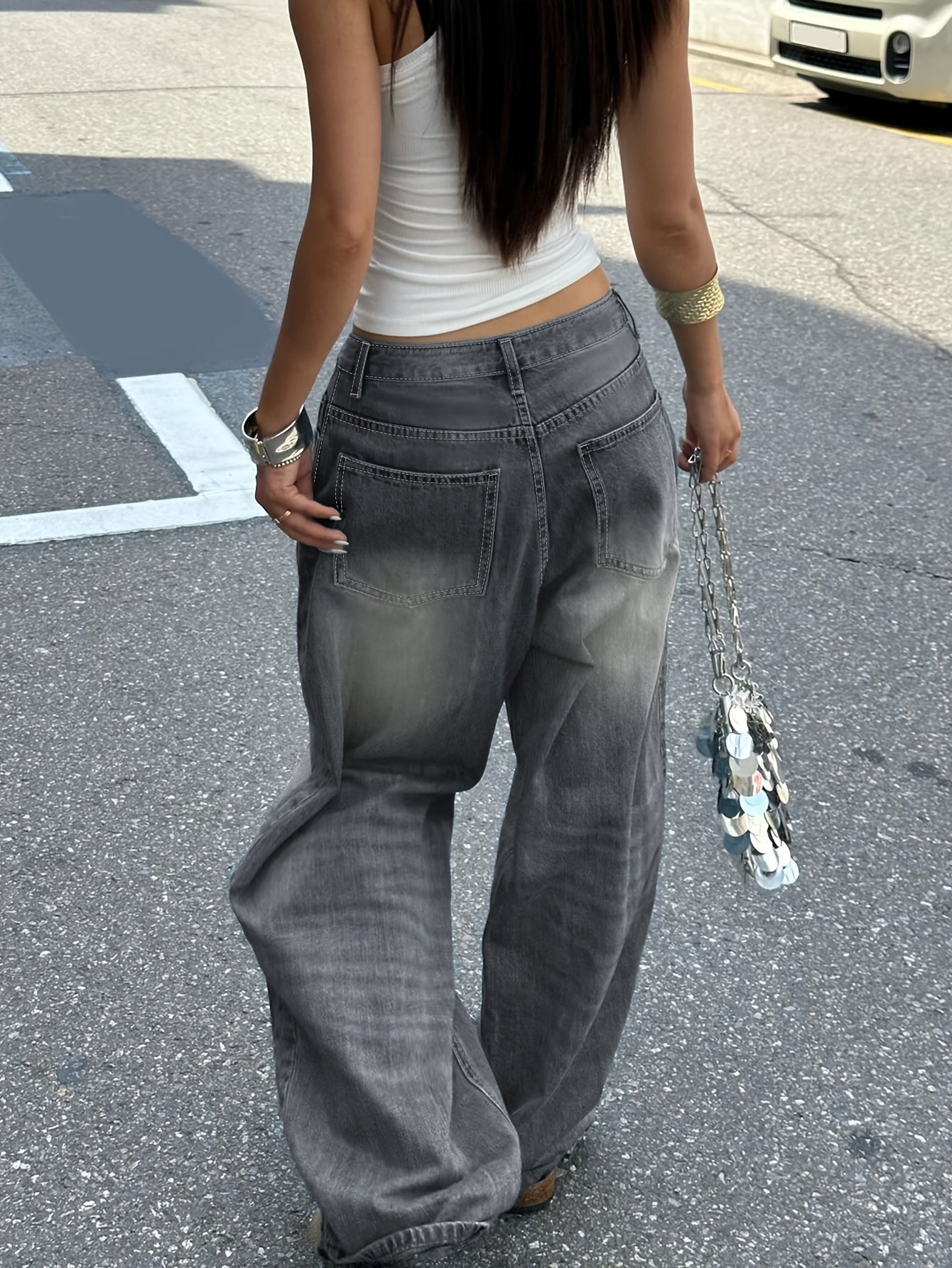 Women’s Vintage Washed Straight-Leg Jeans