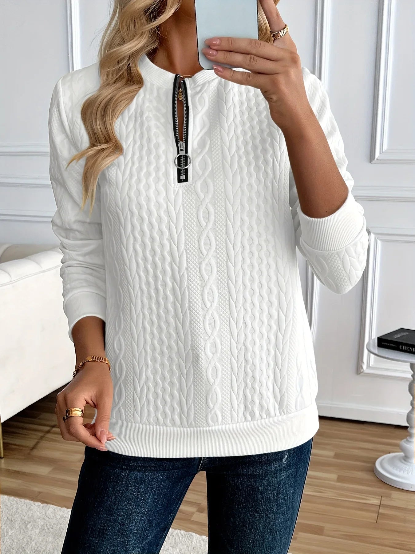 Cable Knit Half-Zip Pullover