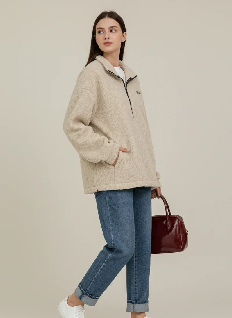 Zip Front Plush Pullover