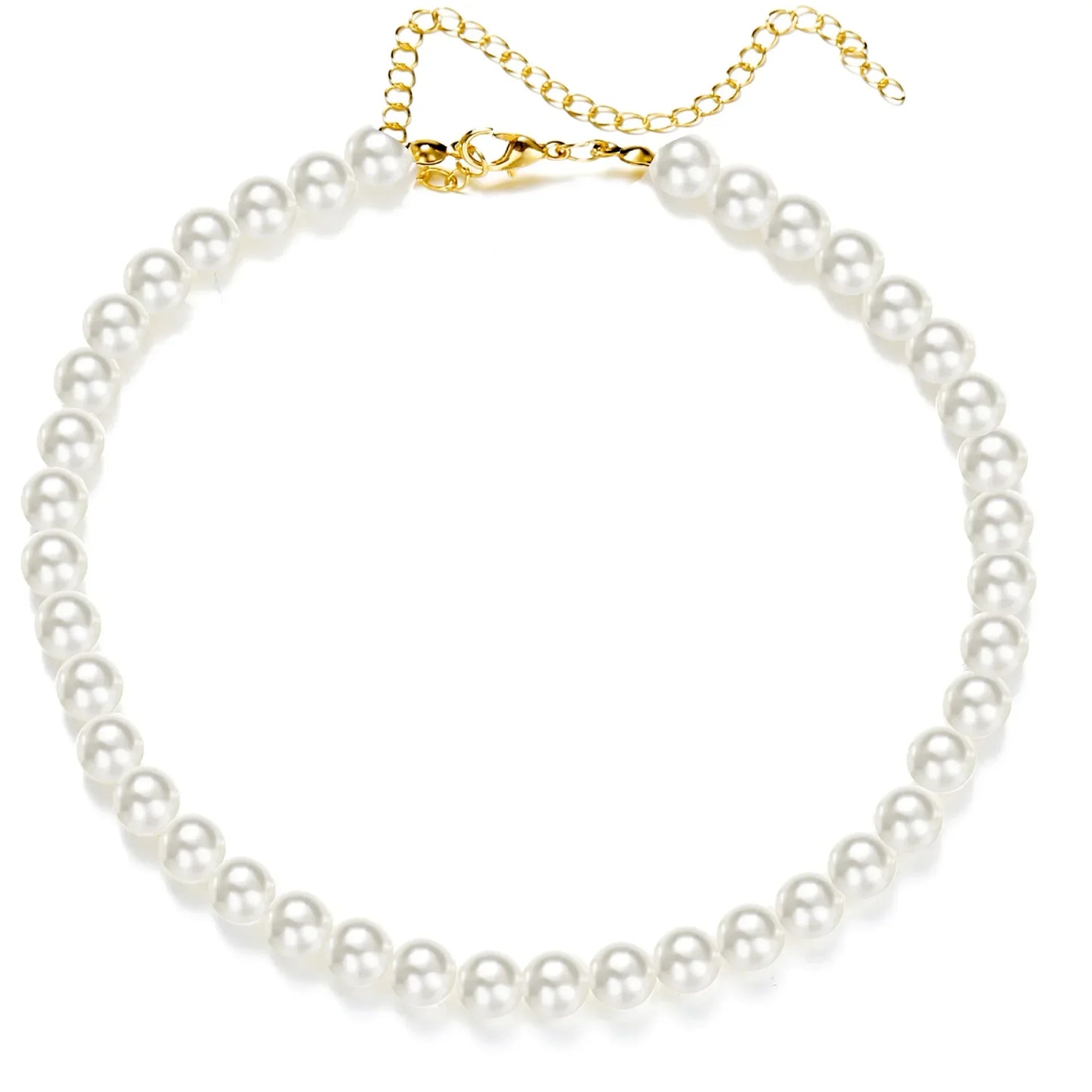 White Pearl Choker Necklac