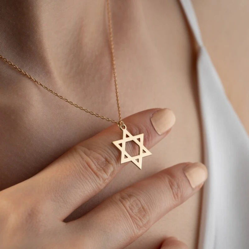Stainless Steel Star of David Pendant Necklace