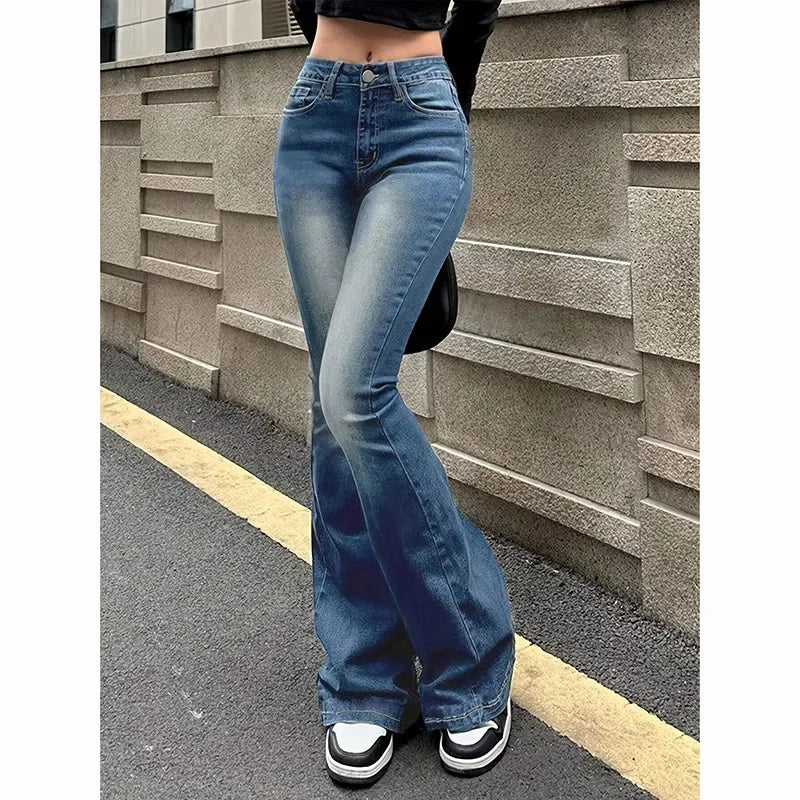 High Waist Stretchy Flared Jeans