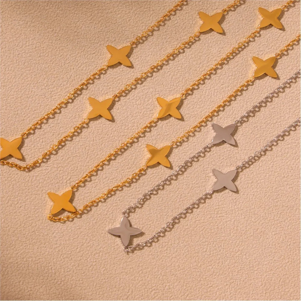 Gold & Silver Star Zircon Choker Necklace