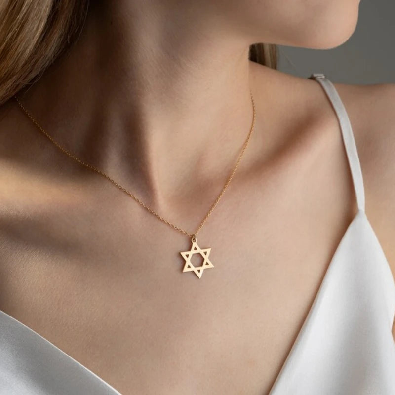 Stainless Steel Star of David Pendant Necklace