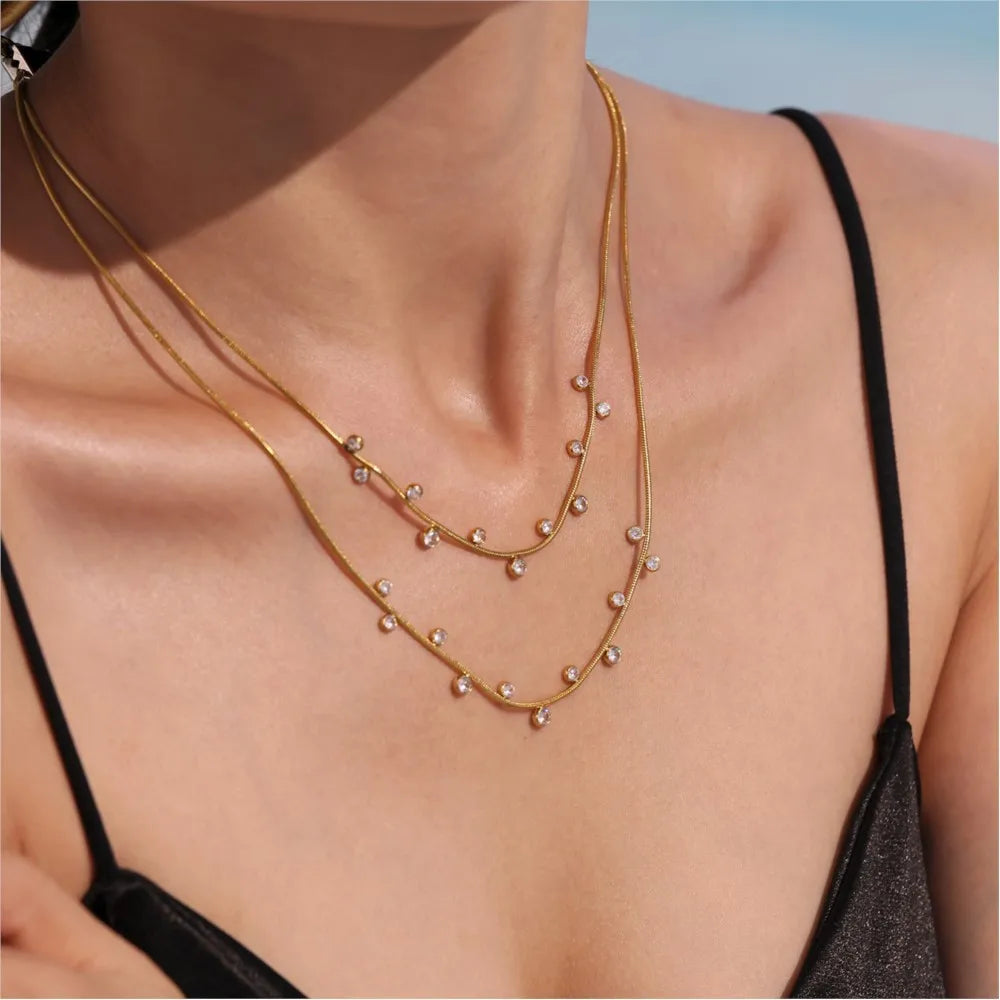 Gold & Silver Star Zircon Choker Necklace