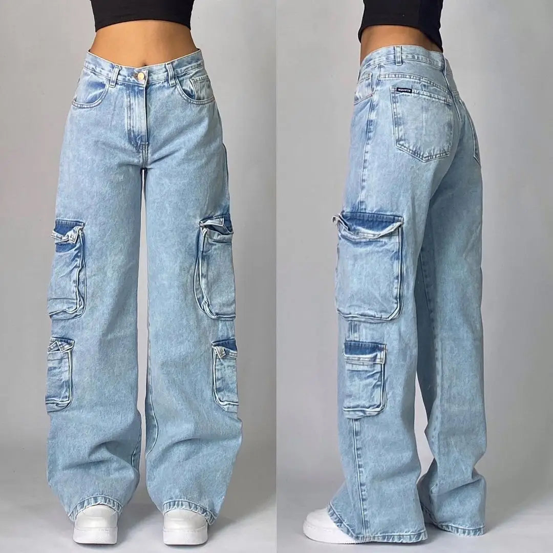 Y2K Geometric Embroidered Baggy Jeans