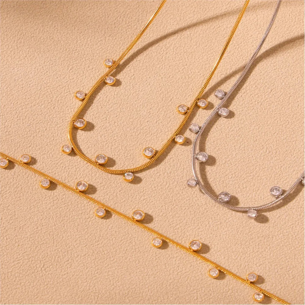 Gold & Silver Star Zircon Choker Necklace