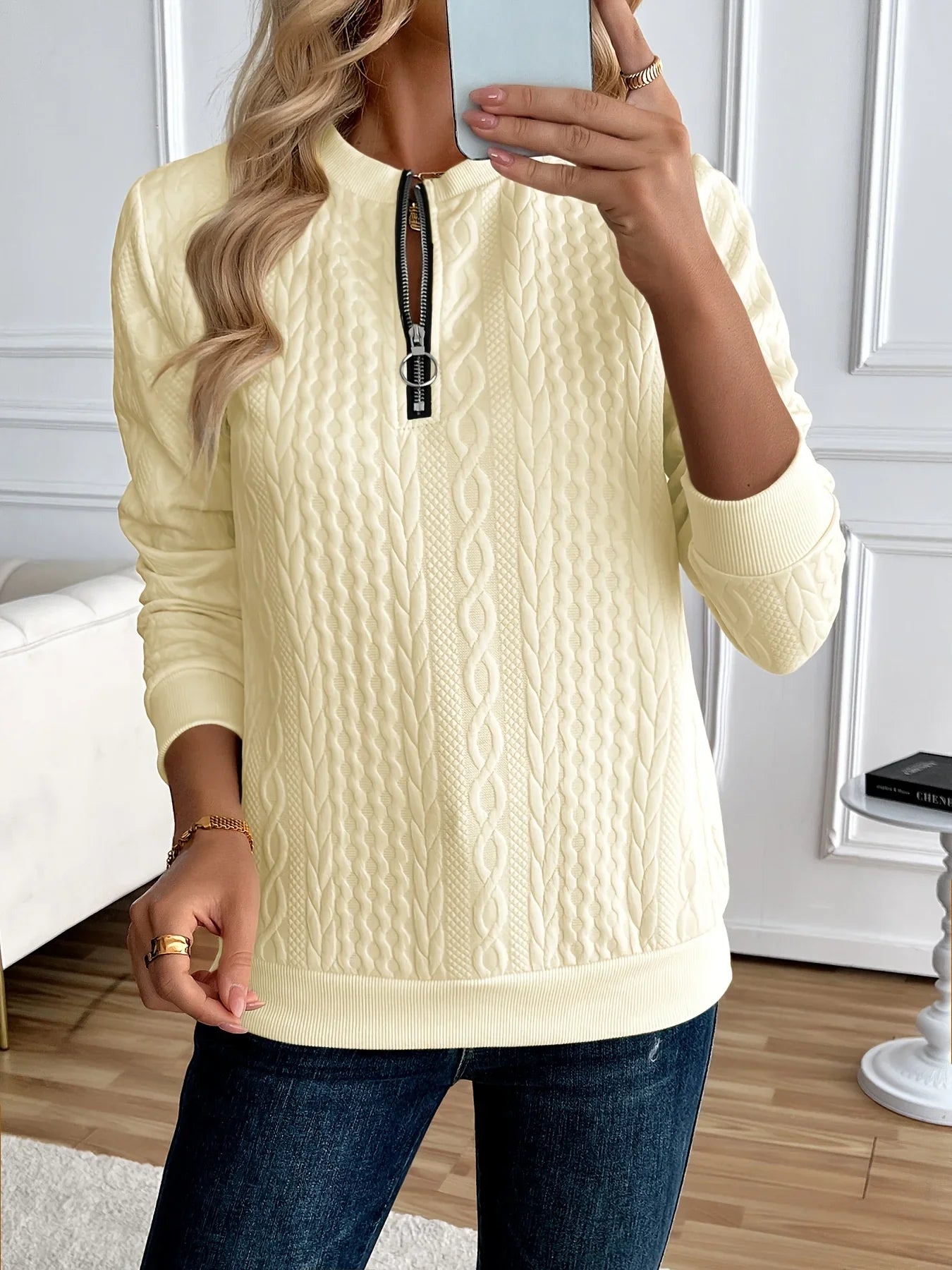 Cable Knit Half-Zip Pullover
