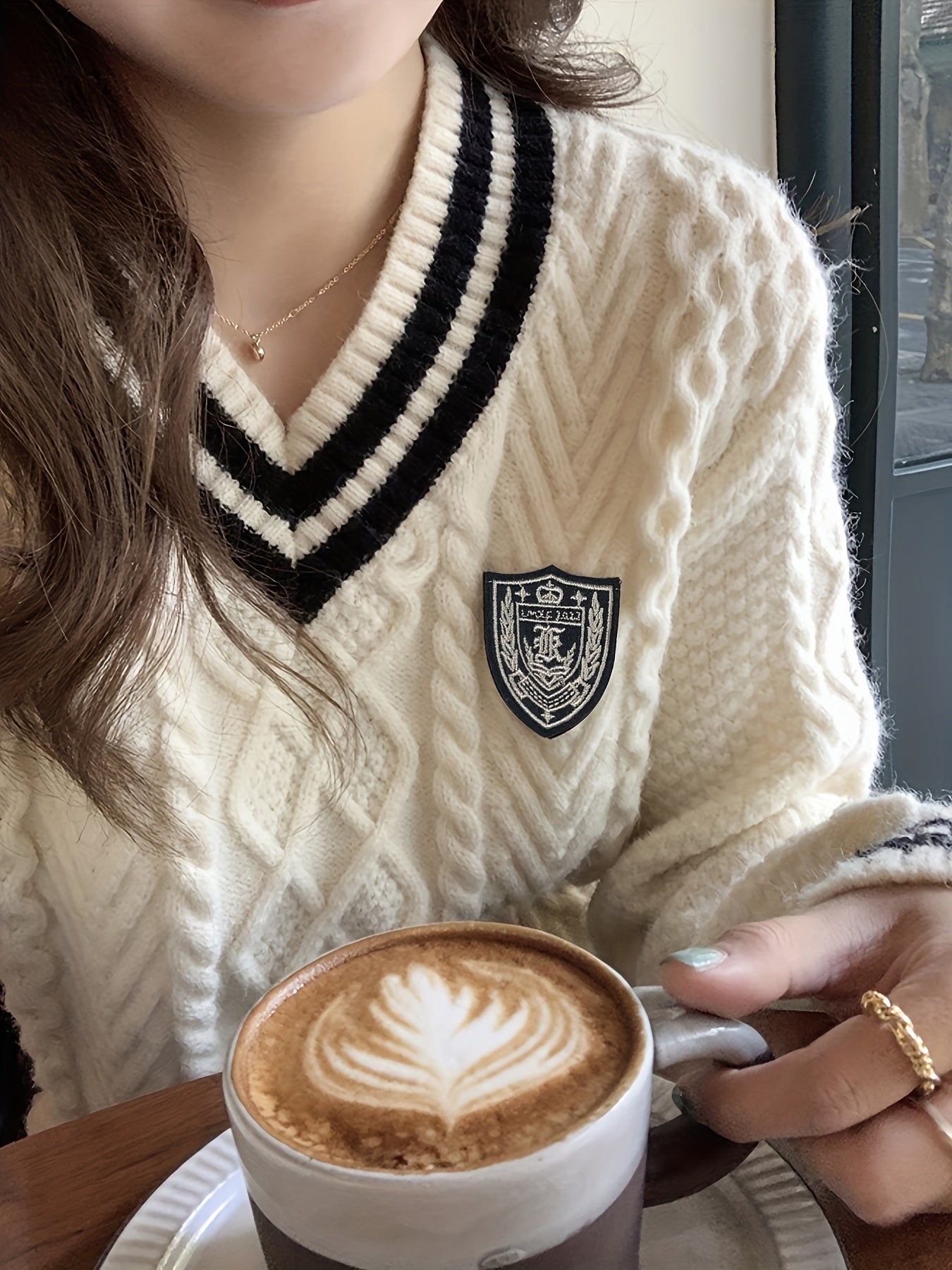 Women's Retro Preppy V-Neck Sweater