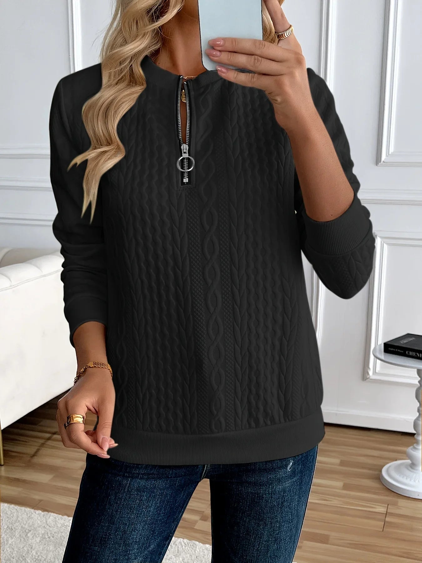 Cable Knit Half-Zip Pullover