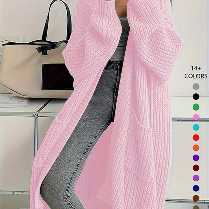 Knee-Length Open Front Cardigan