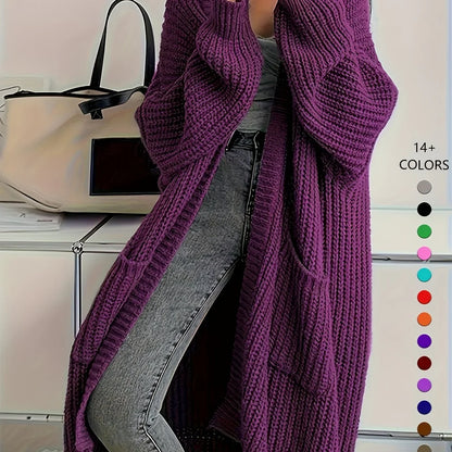 Knee-Length Open Front Cardigan