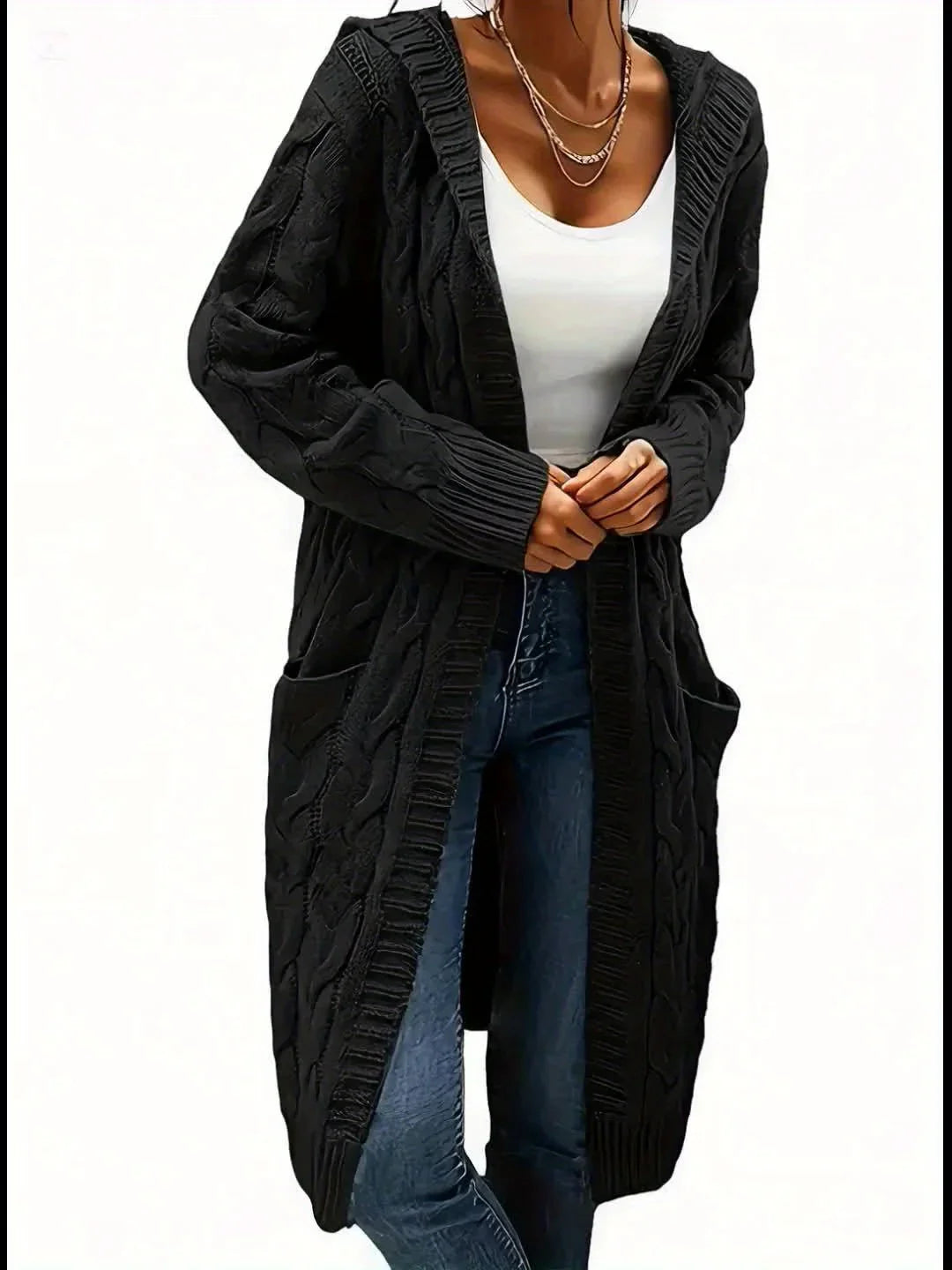 Open Front Cardigan Sweater with Pockets