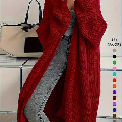 Knee-Length Open Front Cardigan
