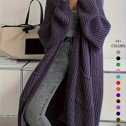 Knee-Length Open Front Cardigan