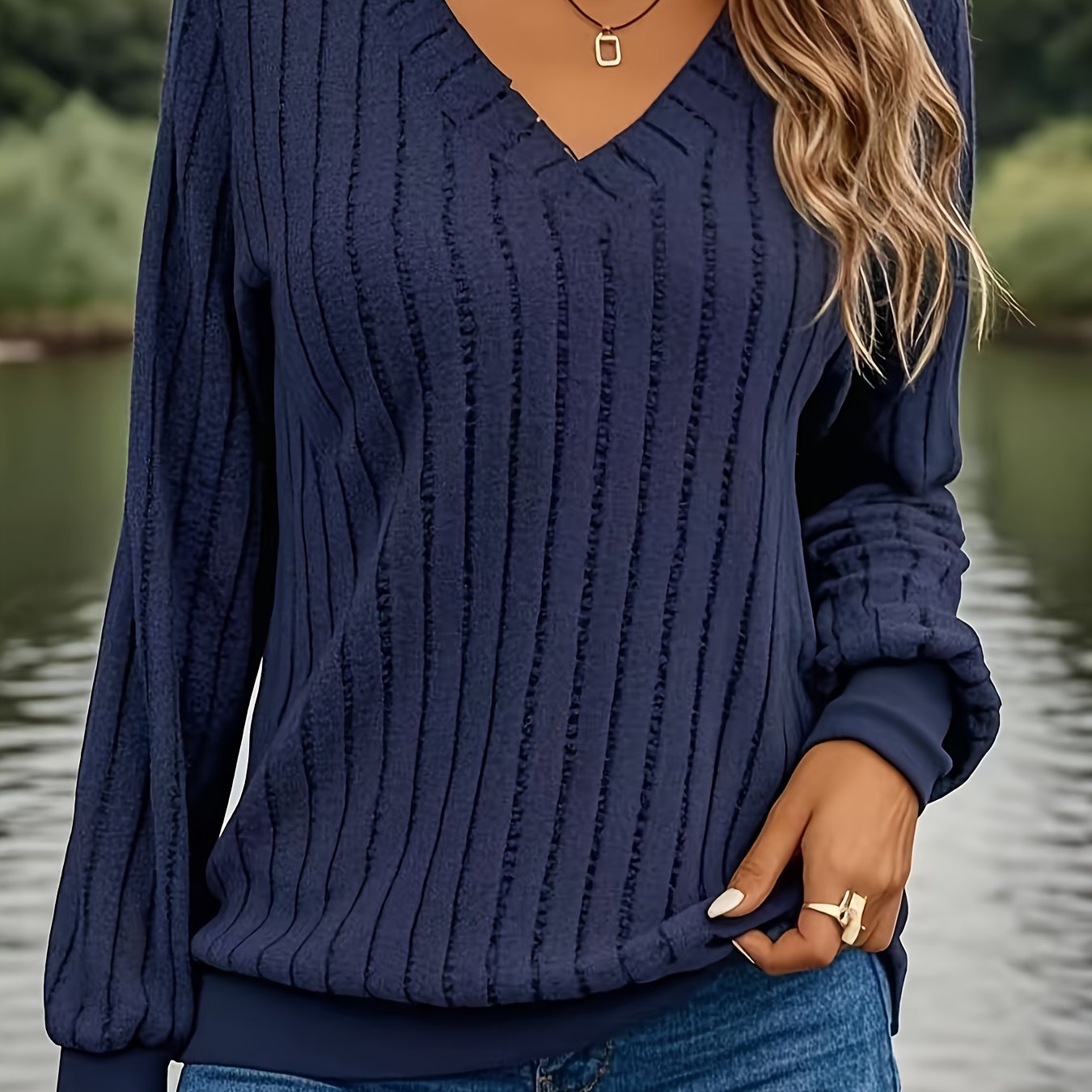 Ribbed V-Neck Sweater