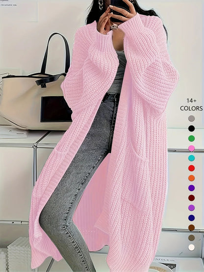 Knee-Length Open Front Cardigan