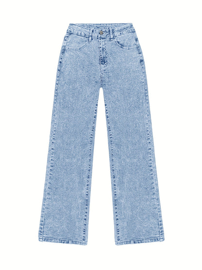 Women’s Black Distressed Wide-Leg Jeans