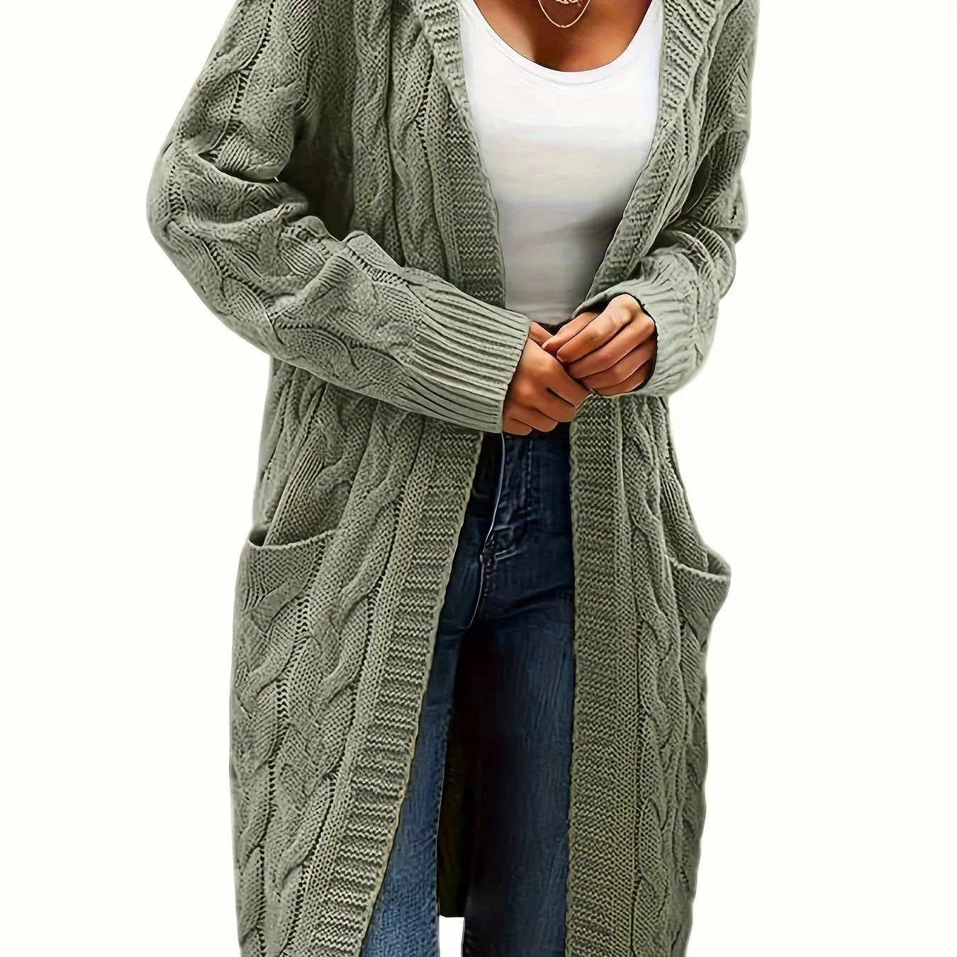 Open Front Cardigan Sweater with Pockets