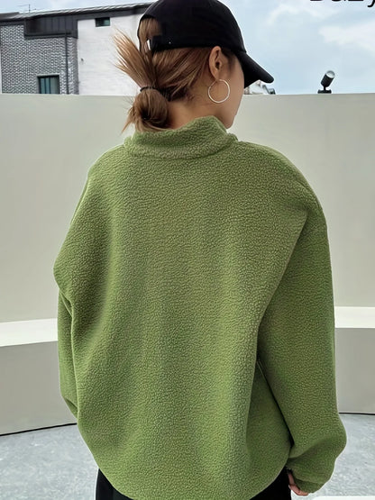Zip Front Plush Pullover