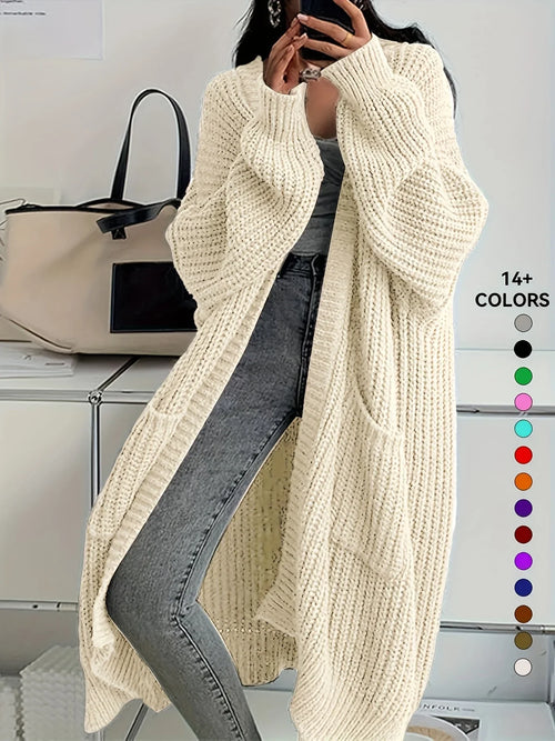 Knee-Length Open Front Cardigan