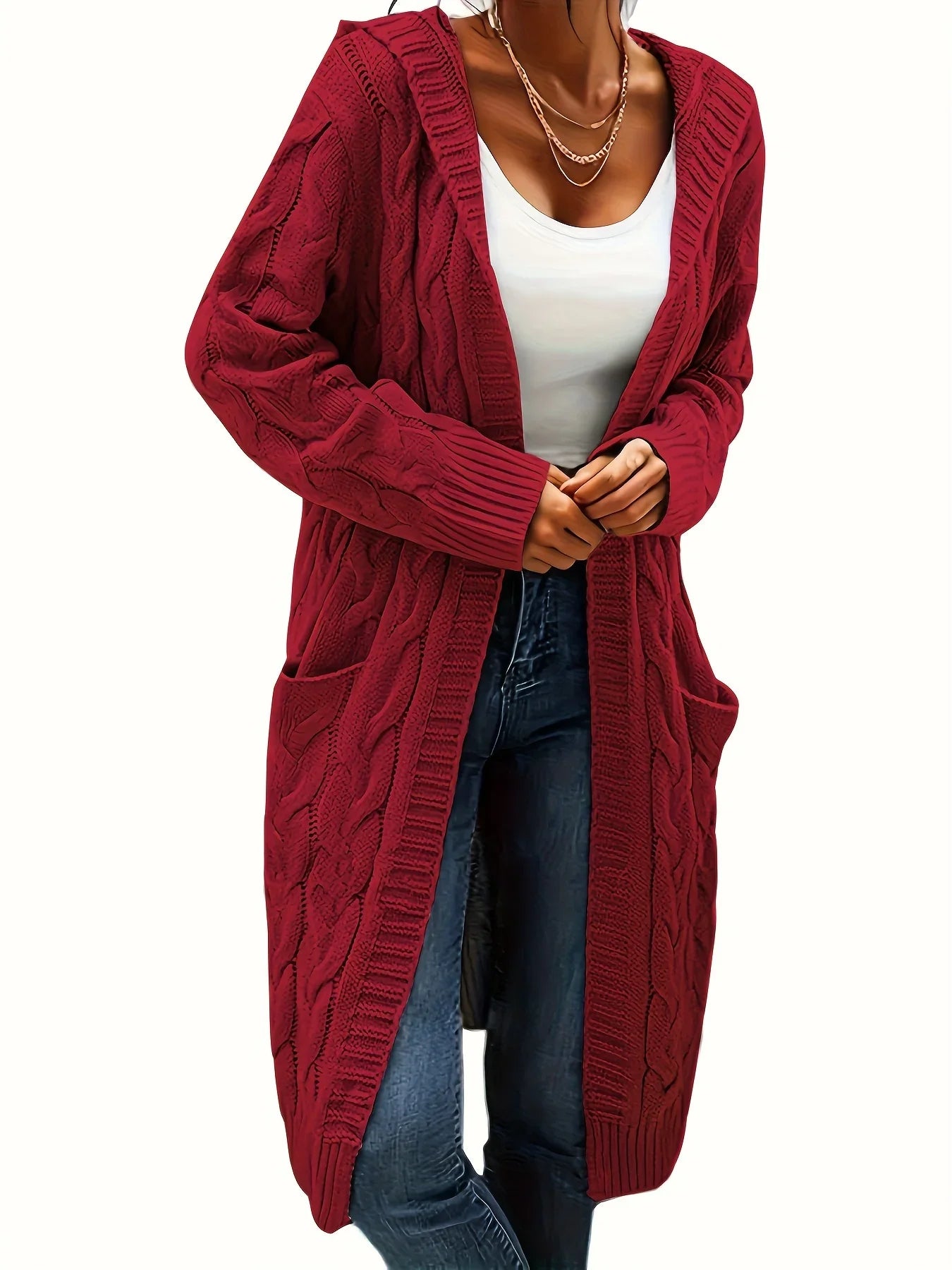 Open Front Cardigan Sweater with Pockets