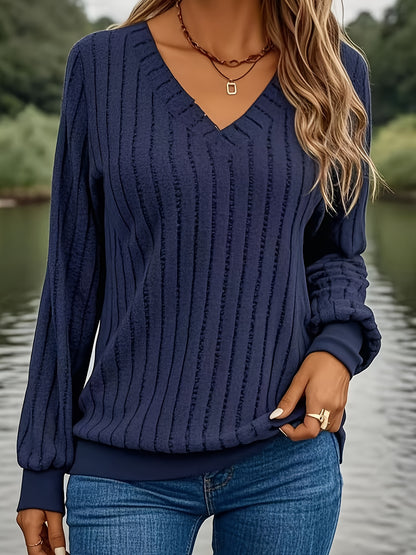 Ribbed V-Neck Sweater