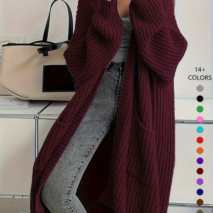 Knee-Length Open Front Cardigan