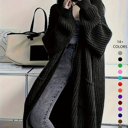 Knee-Length Open Front Cardigan