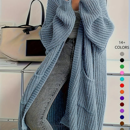 Knee-Length Open Front Cardigan