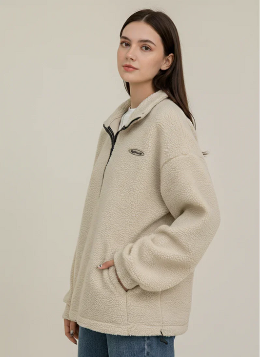 Zip Front Plush Pullover