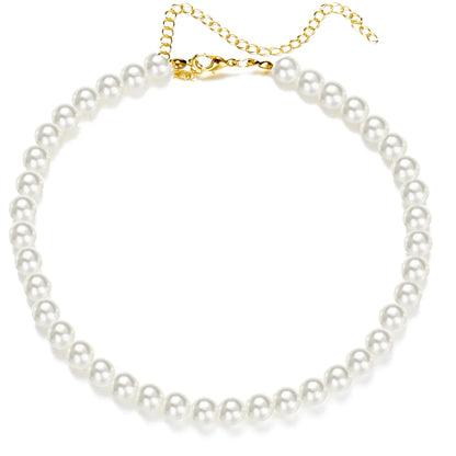 White Pearl Choker Necklac