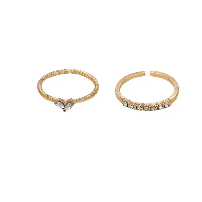 Gold Heart Zircon Ring Set