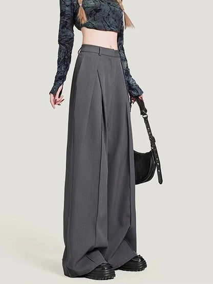 Grey Y2K High Waist Baggy Trousers
