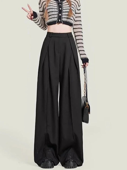 Grey Y2K High Waist Baggy Trousers