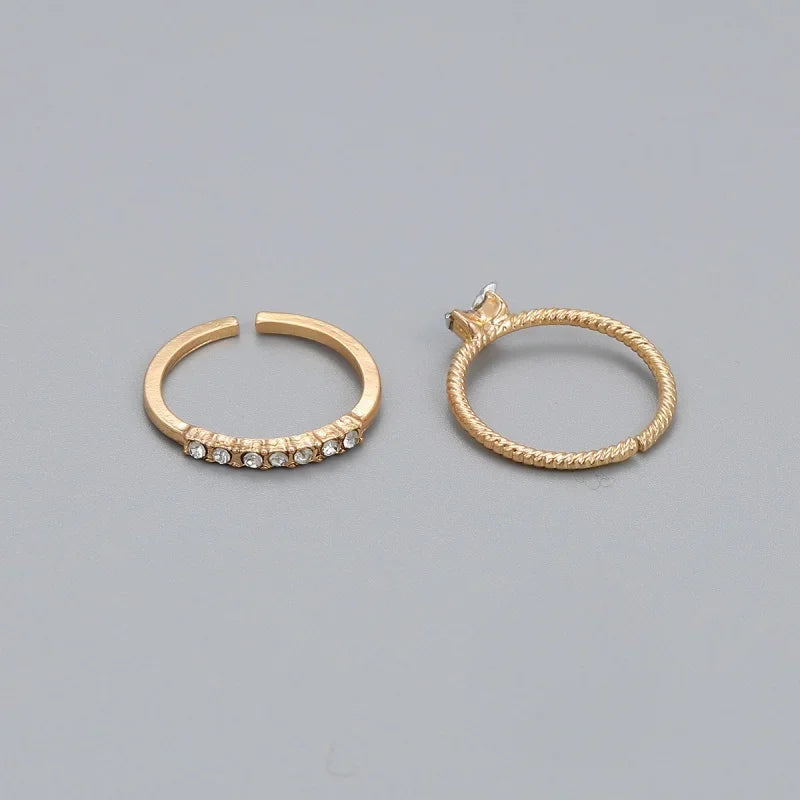 Gold Heart Zircon Ring Set