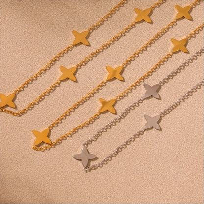 Gold & Silver Star Zircon Choker Necklace