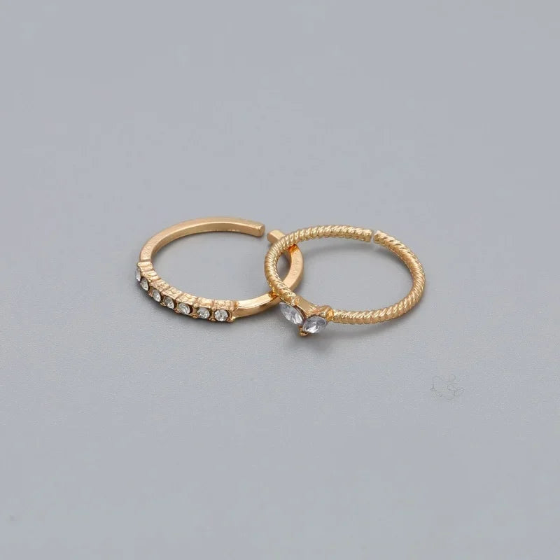 Gold Heart Zircon Ring Set