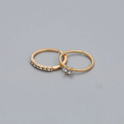 Gold Heart Zircon Ring Set
