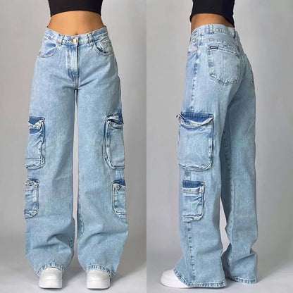 Y2K Geometric Embroidered Baggy Jeans