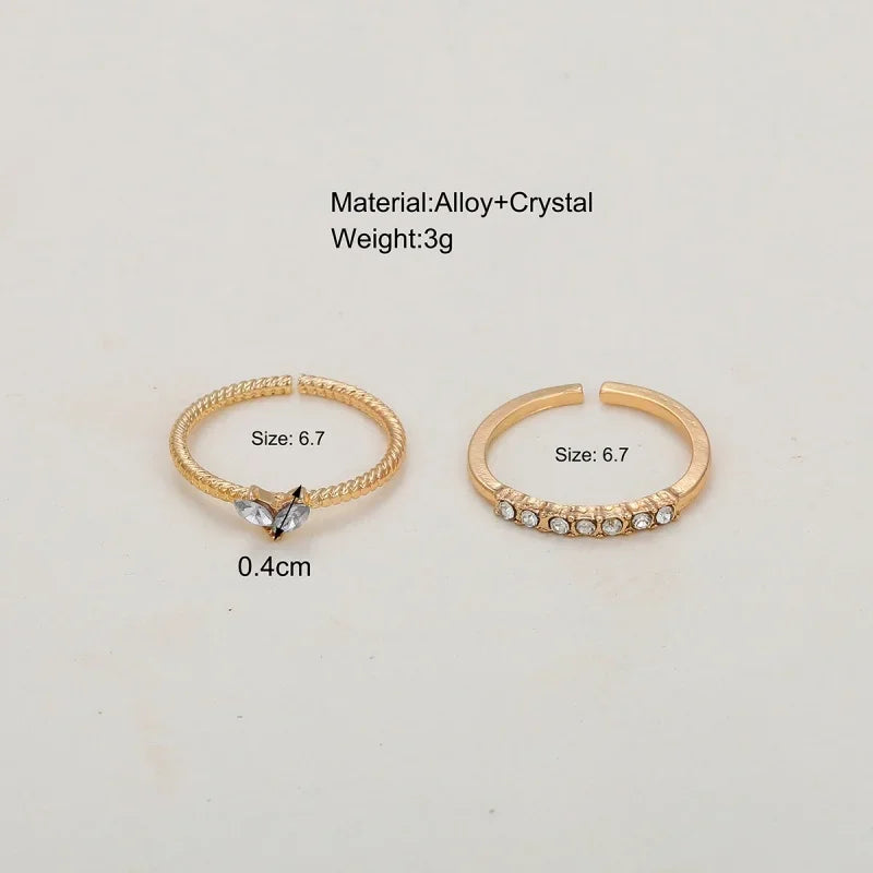 Gold Heart Zircon Ring Set