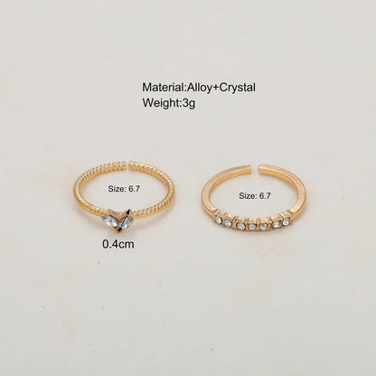 Gold Heart Zircon Ring Set