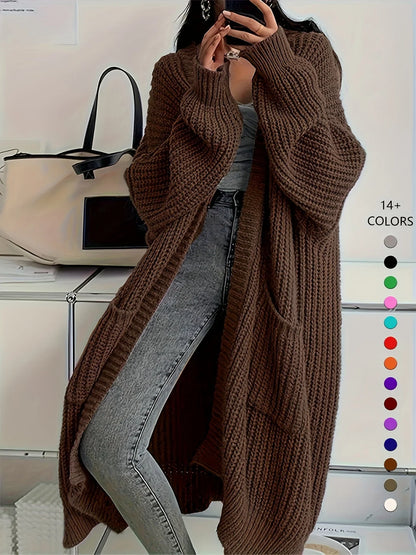 Knee-Length Open Front Cardigan