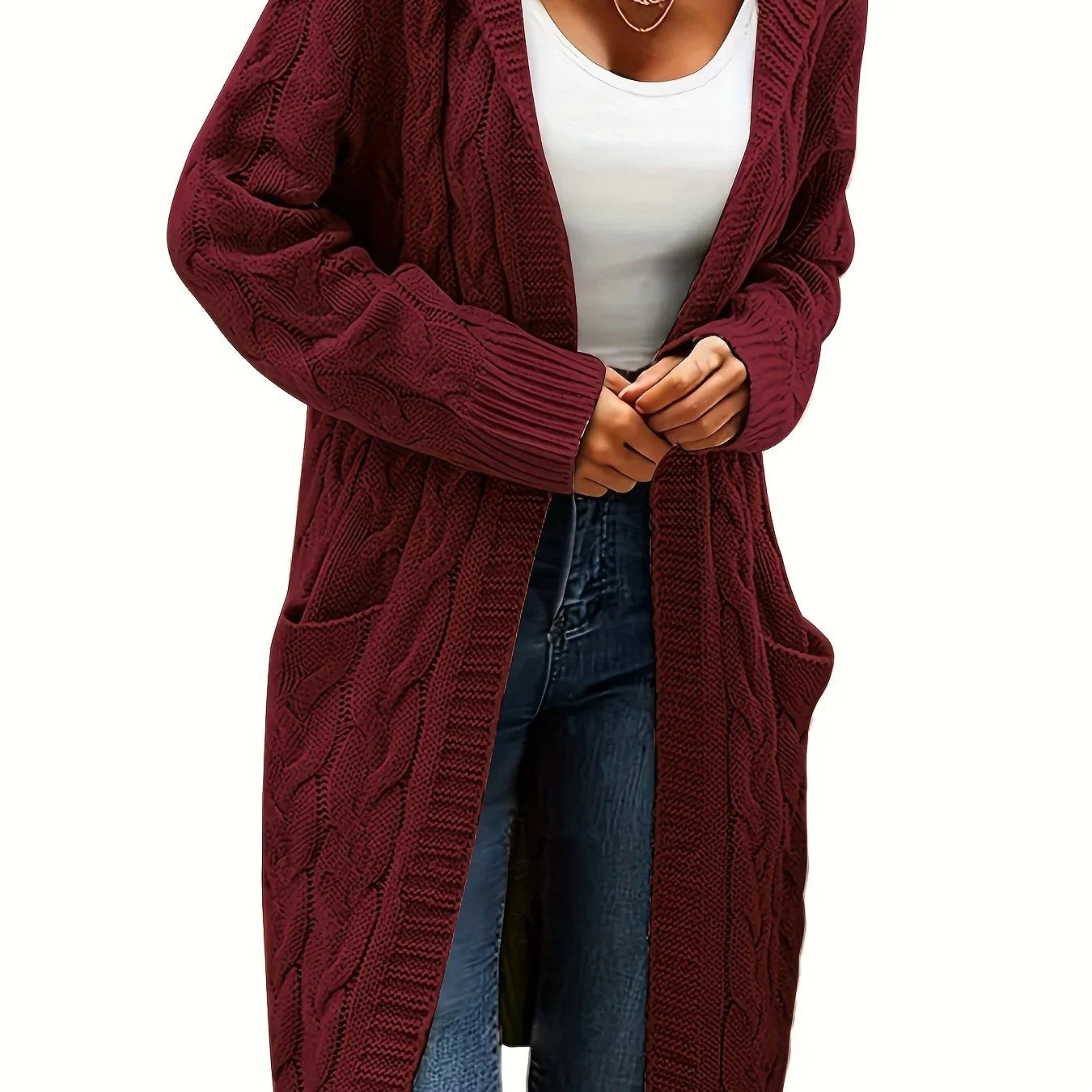 Open Front Cardigan Sweater with Pockets
