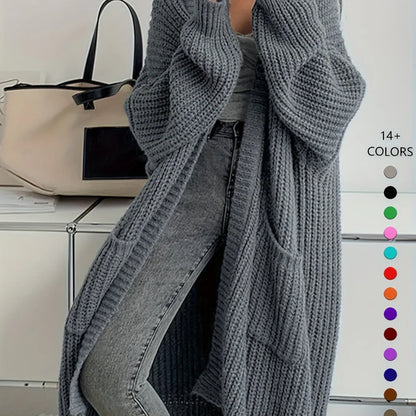 Knee-Length Open Front Cardigan