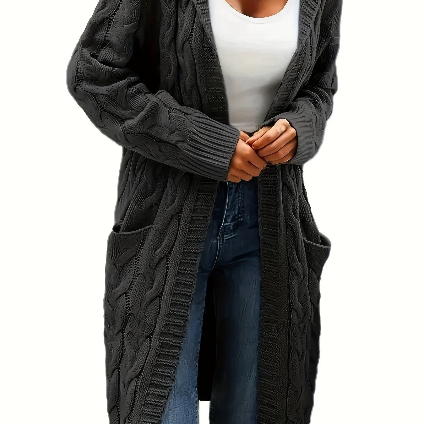 Open Front Cardigan Sweater with Pockets