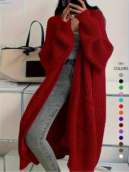 Knee-Length Open Front Cardigan