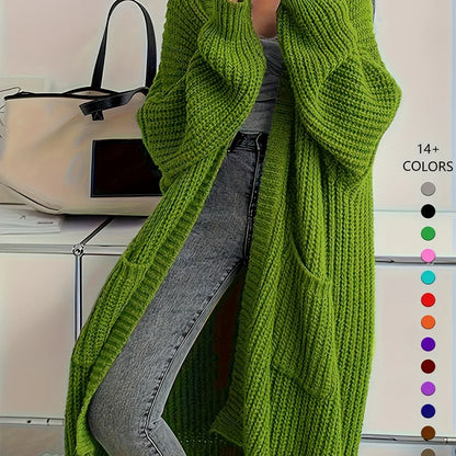 Knee-Length Open Front Cardigan