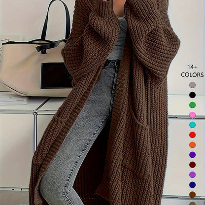 Knee-Length Open Front Cardigan