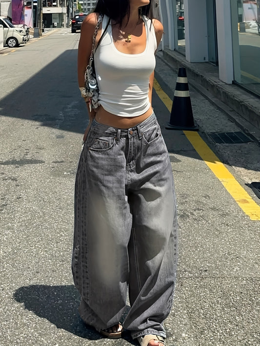 Women’s Vintage Washed Straight-Leg Jeans